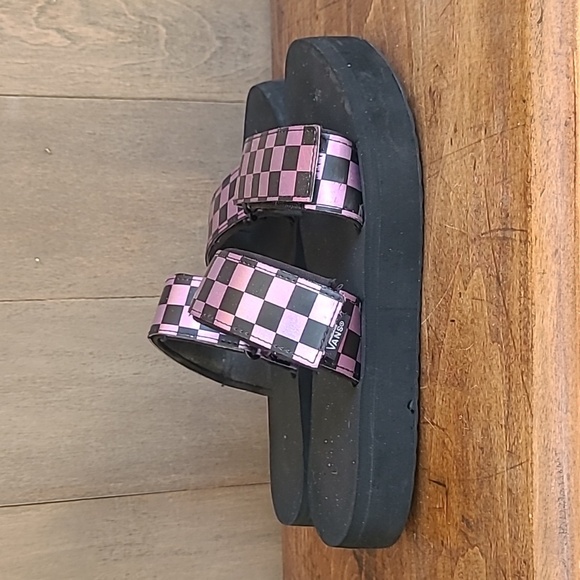 VANS Cayucas Mega Platform Purple/Black Holographic Slider Sandal Women's sz 9 - Picture 4 of 13